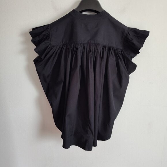 Ladies SZ M Madewell Black Poplin Button-Up Shirt - Picture 3 of 4